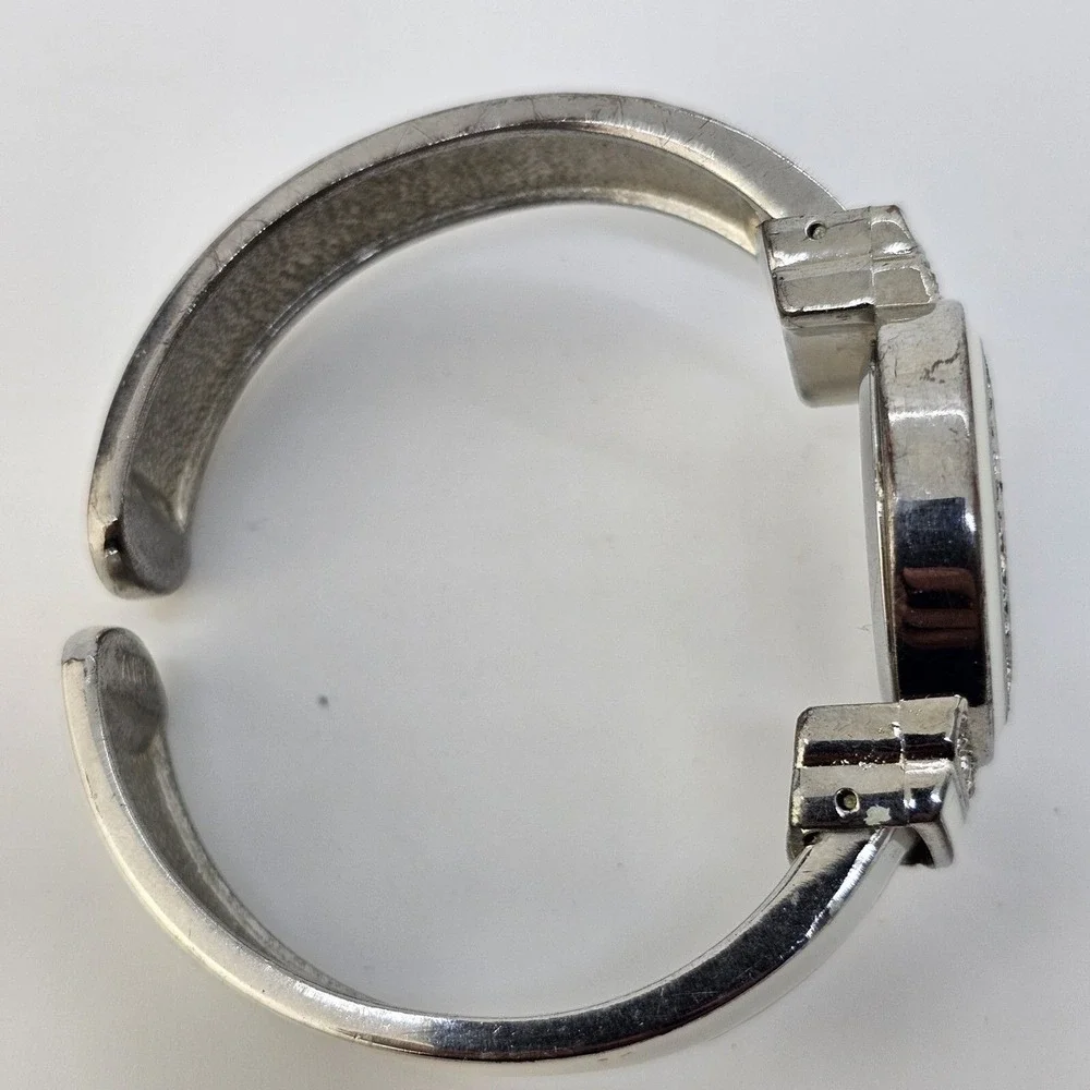 Women's Open Cuff Bangle Watch 27MM White Dial White Gray Bands 5.5